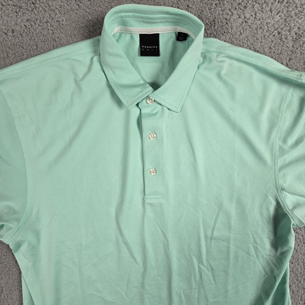 Dunning Golf Polo Shirt Mens Large Green Performance Stretch‎ Wicking - Picture 3 of 11